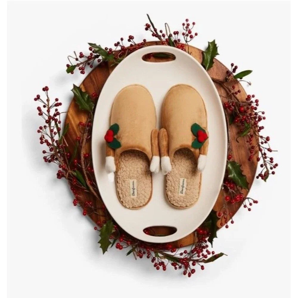 Dearfoams Men's Size M 9-10 Turkey Scuff Slippers Holiday Thanksgiving Winter